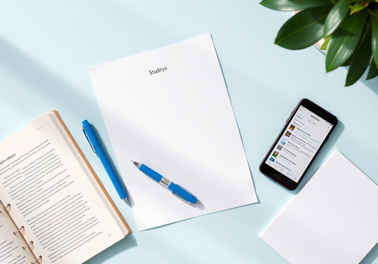 Smart notes, pen and study app on a clean desk